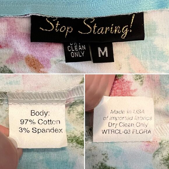 Stop Staring Billion Dollar Baby Dress Size M Watercolor Floral Wiggle Pinup - Picture 10 of 10